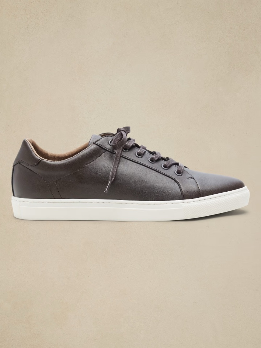 Men's Banana Republie Vegan Leather Sneakers Dark Brown Size 10